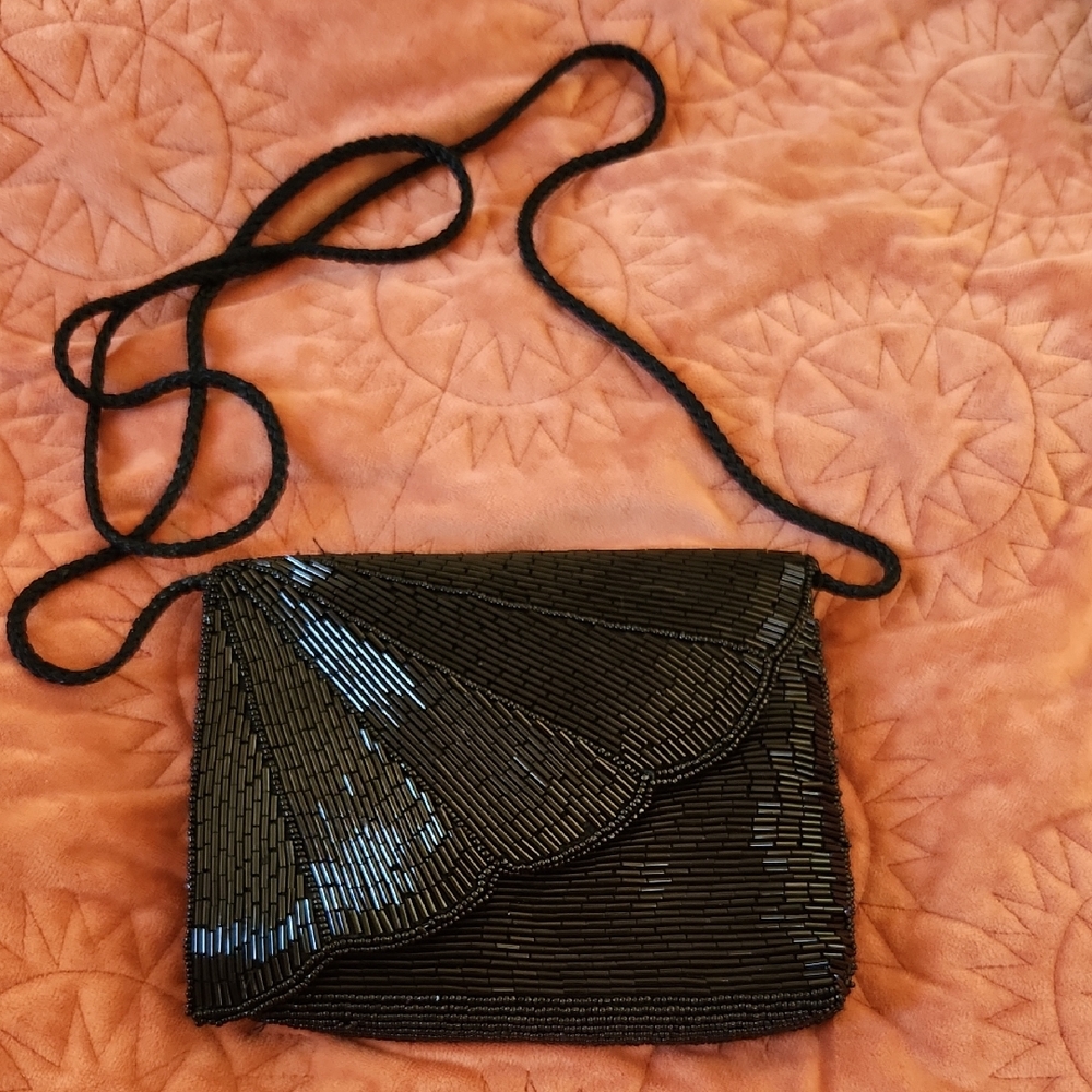 Source Unknown Black Beaded Clutch